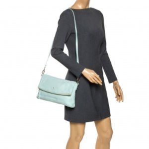 NWOT Kate Spade Turquoise Leather Foldover Bag